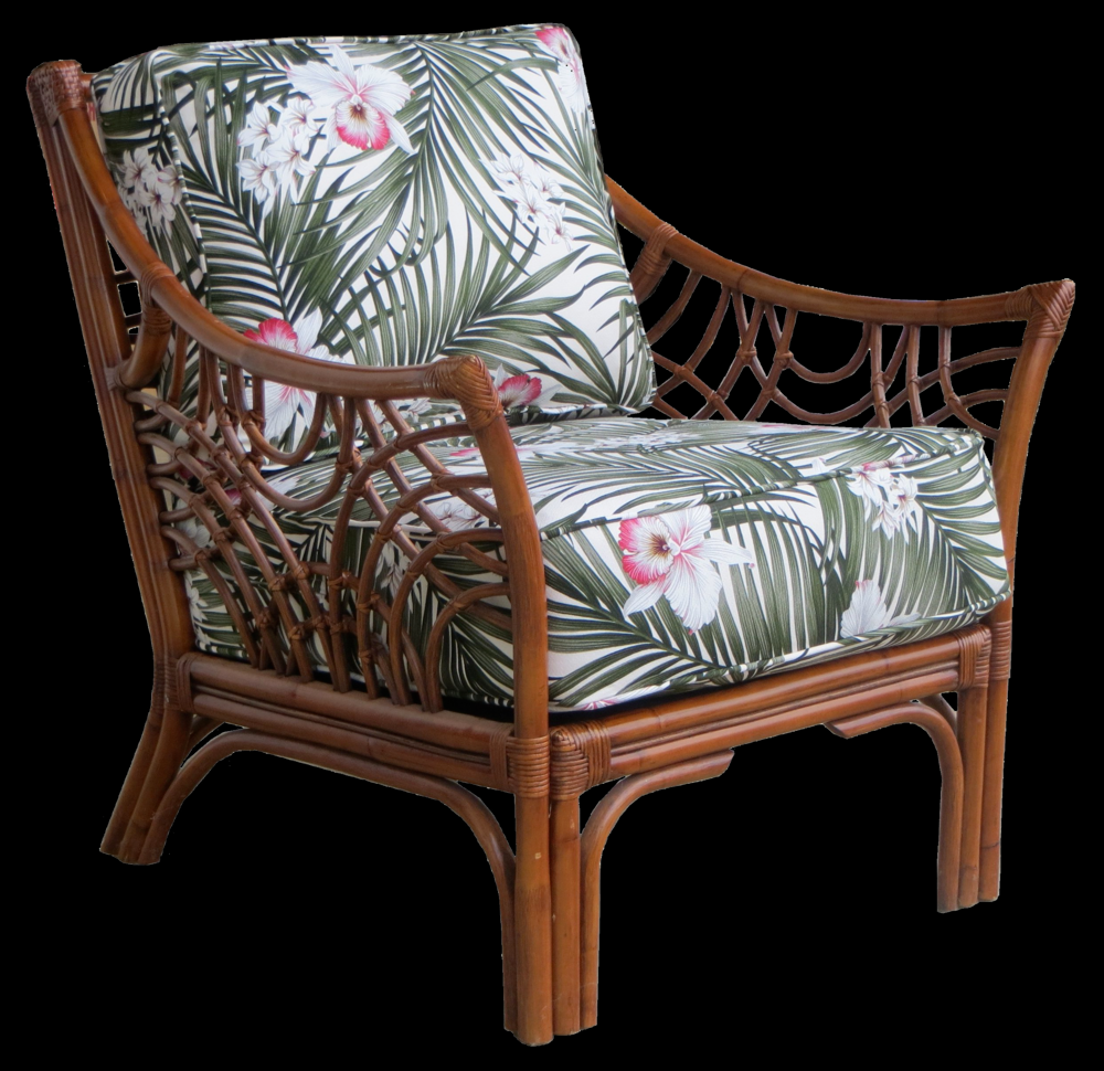 Spice Islands Bali Wicker Arm Chair Brownwah & Black - Rattan Imports