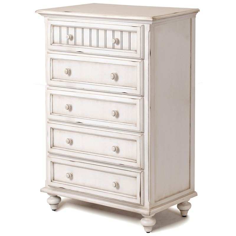 Sea Winds Trading Sea Winds Trading Monaco 5 Drawer Chest by Sea Winds Trading B81835-BLANC Dresser - Rattan Imports