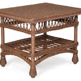 Harbor Front Coffee Table in the Coffee finish with a woven lower shelf