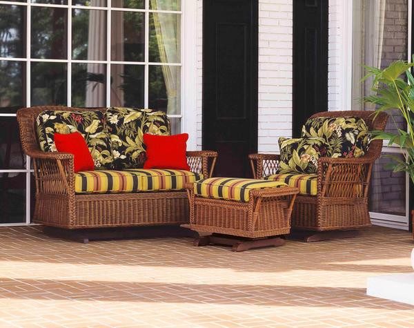 Rattan sales glider loveseat