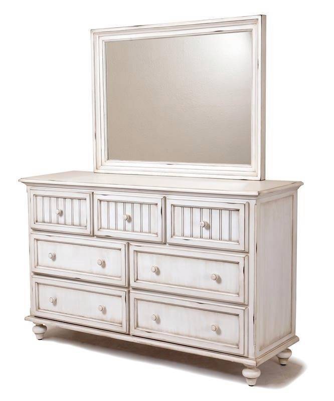 Monaco 7 drawer dresser in Blanc with the matching Monaco mirror on top
