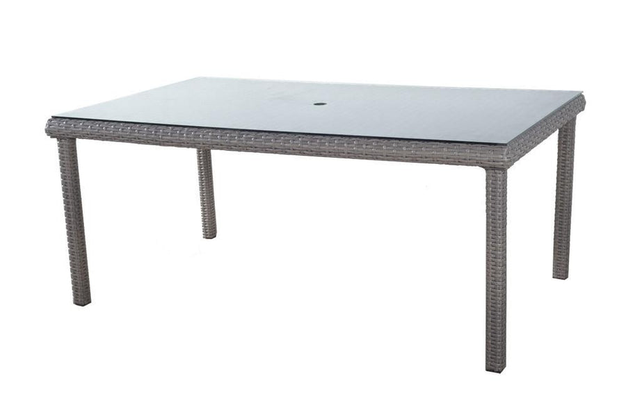 Stone St. Tropez rectangular dining table with a glass top