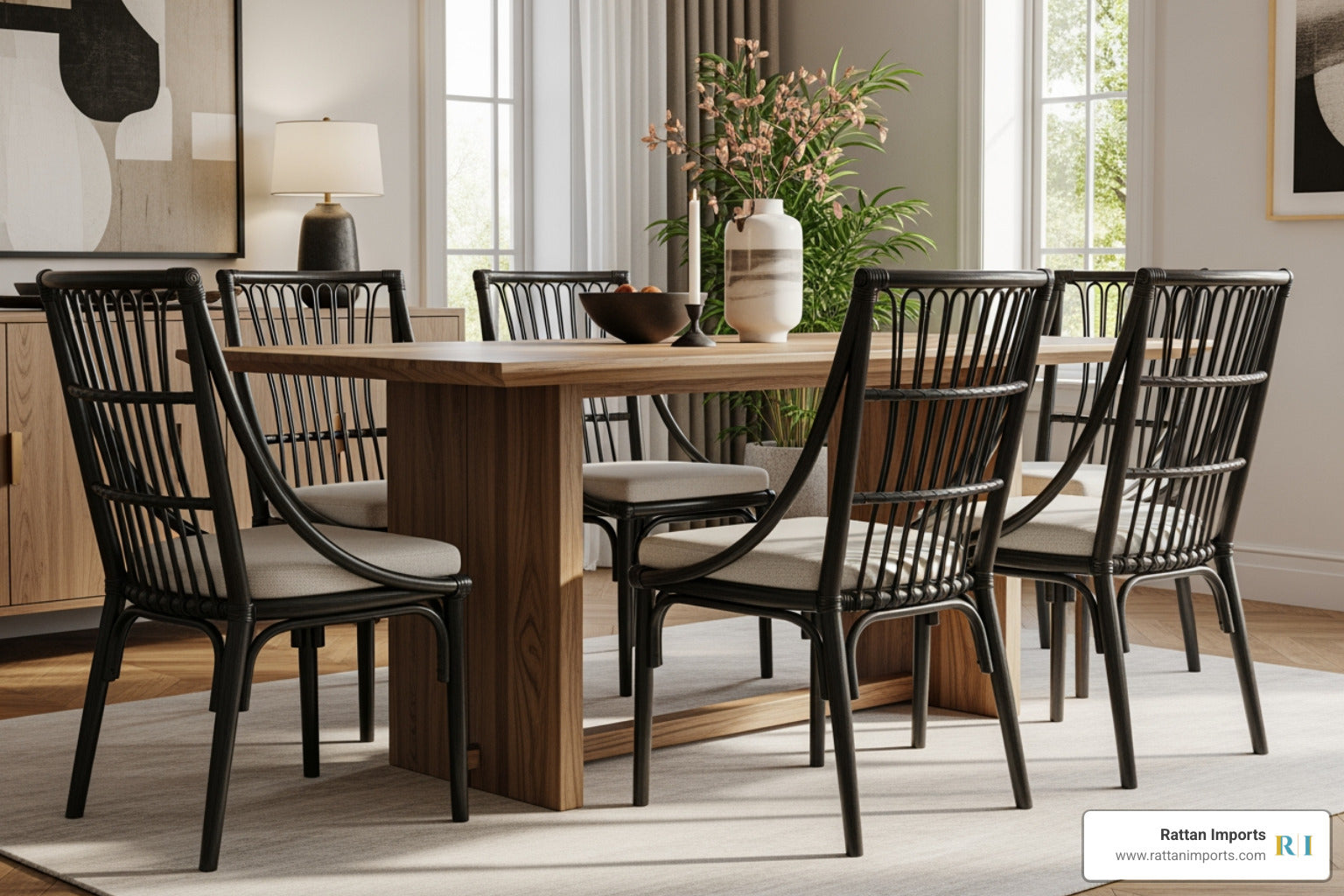 Elevate Your Dining: Black Rattan Chairs, Sets of 4 & 6