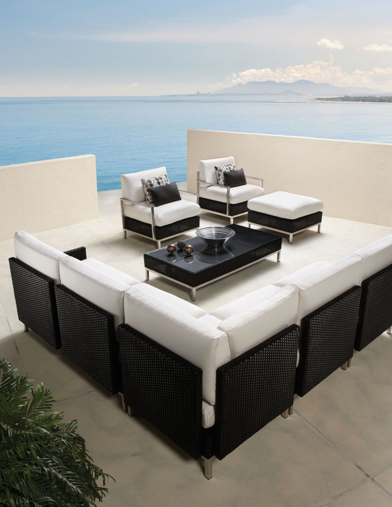 Lloyd Flanders Lloyd Flanders Elements Cocktail Table W/Lay On Glass With Stainless Steel Base Cocktail Table - Rattan Imports