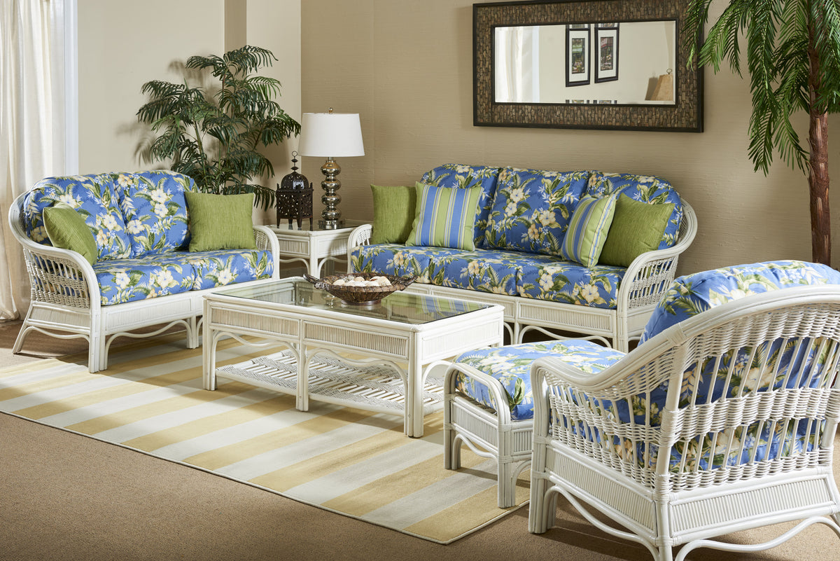 South Sea Rattan Bermuda 6 Piece Seating Set in Whitewash