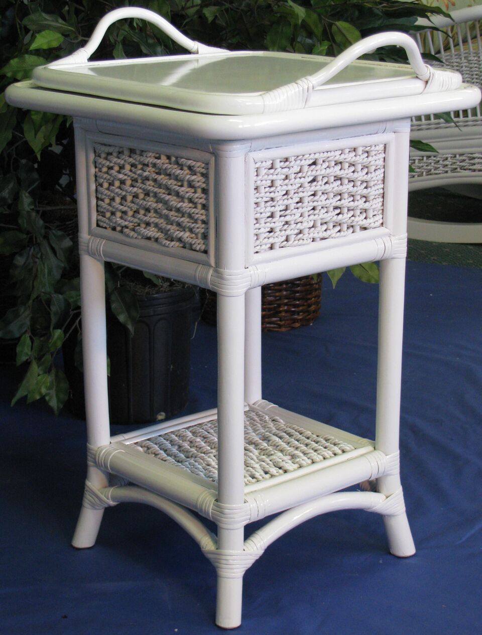 Spice Islands Spice Islands Regatta Serving Table White End Table - Rattan Imports