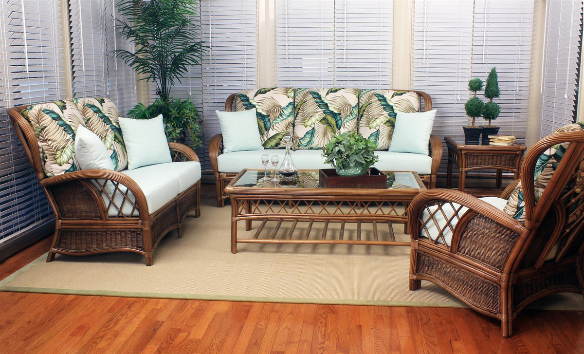 South Sea Rattan Bali End Table in Almond