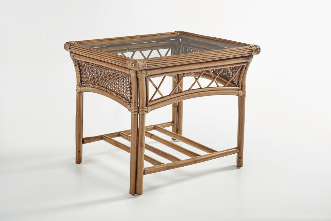 South Sea Rattan Bali End Table in Almond