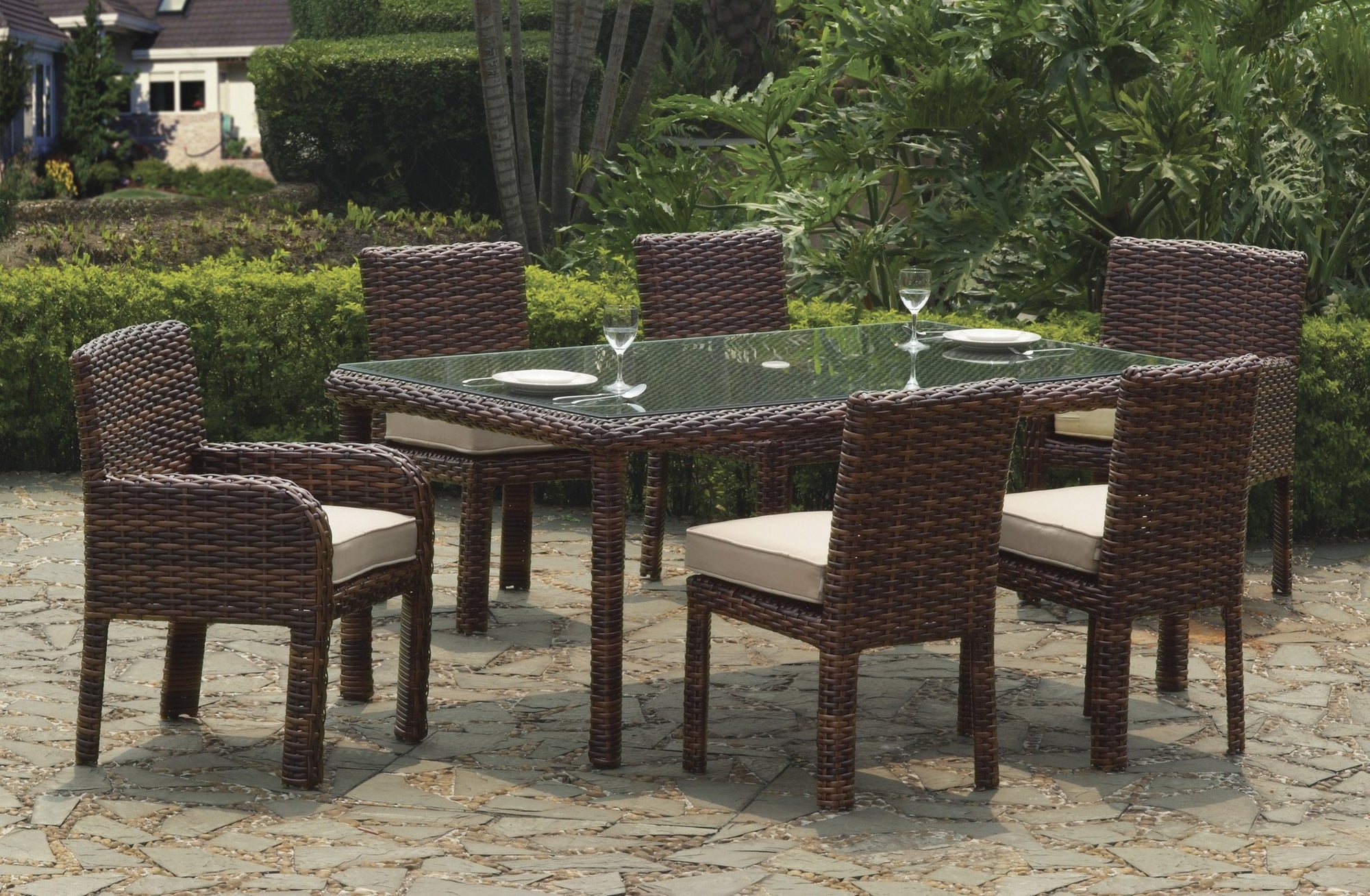 South Sea Rattan South Sea Rattan St. Tropez 7-Piece Rectangular Dining Set Dining Set - Rattan Imports