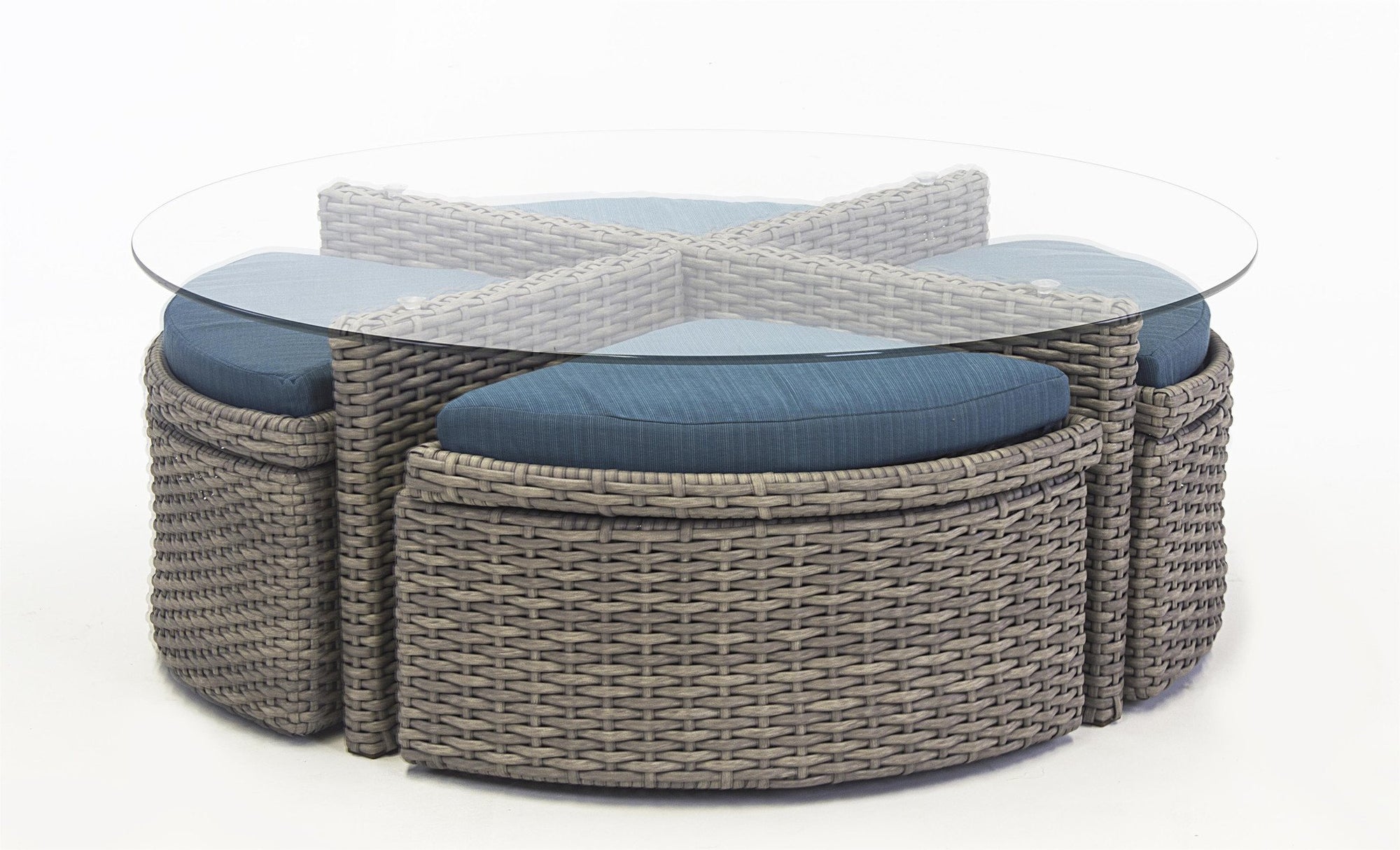 South Sea Rattan South Sea Rattan St. Tropez Round Sushi Table with Ottomans Sushi Table - Rattan Imports