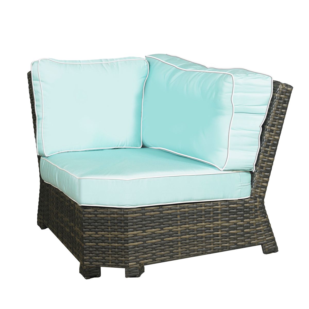 Forever Patio Brookside Wicker Rye Sectional 45 Degree Corner Lounge Chair