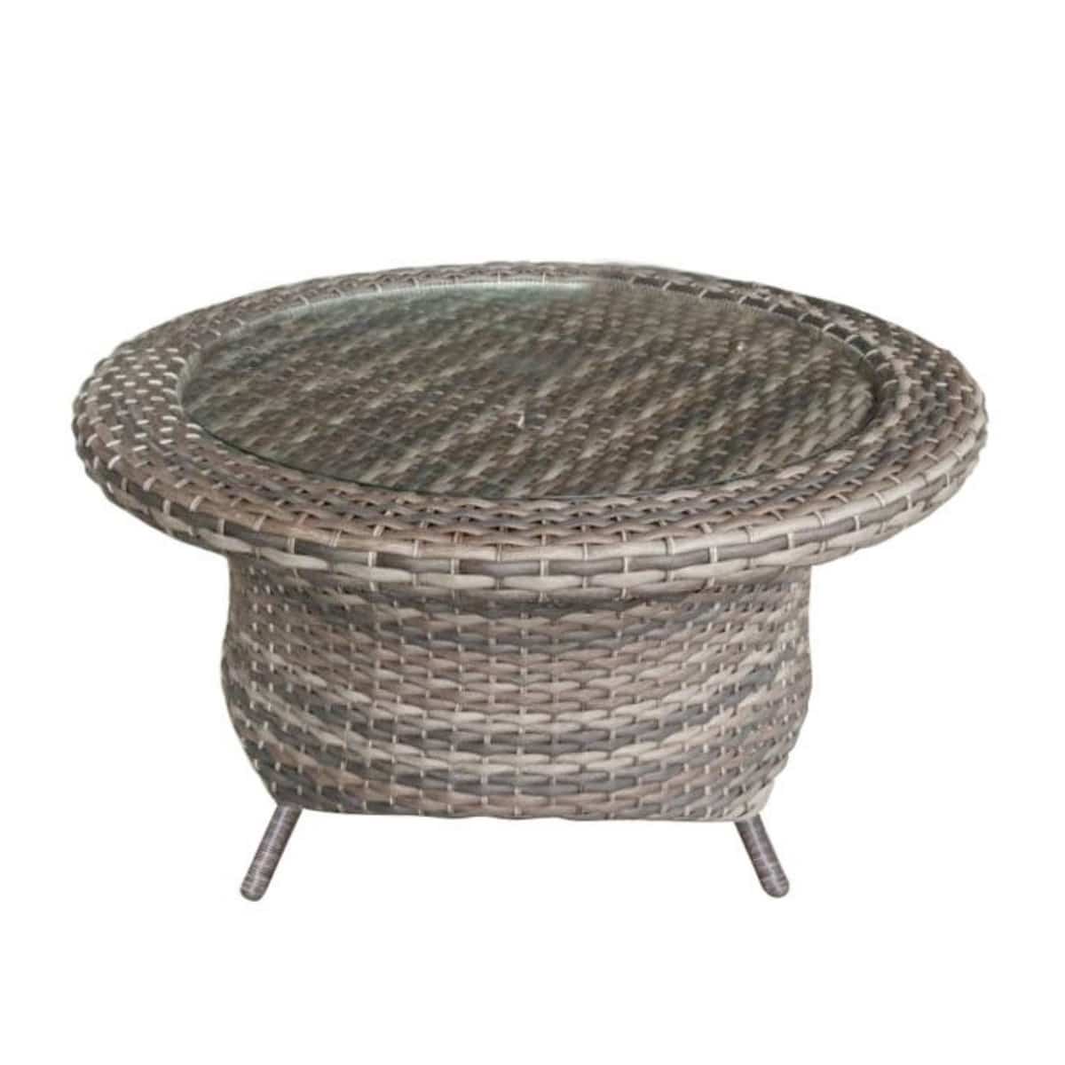 Forever Patio Aberdeen Wicker Rye Round Rotating Chat with Glass