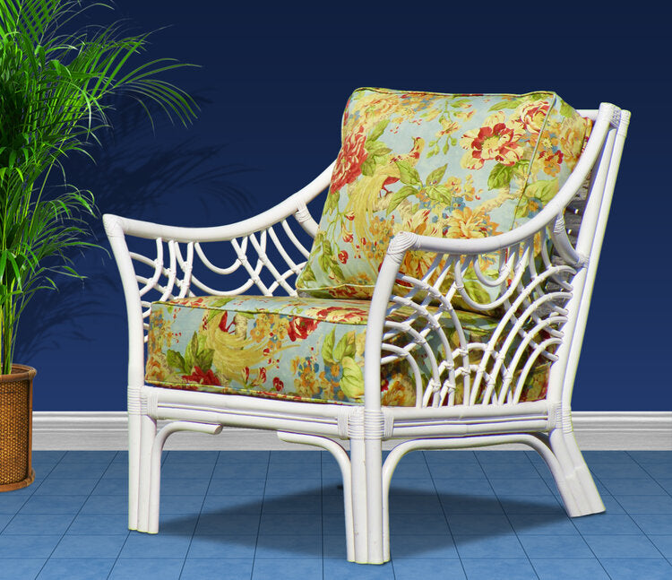 Spice Islands Bali Wicker Arm Chair Natural &amp; White - Rattan Imports