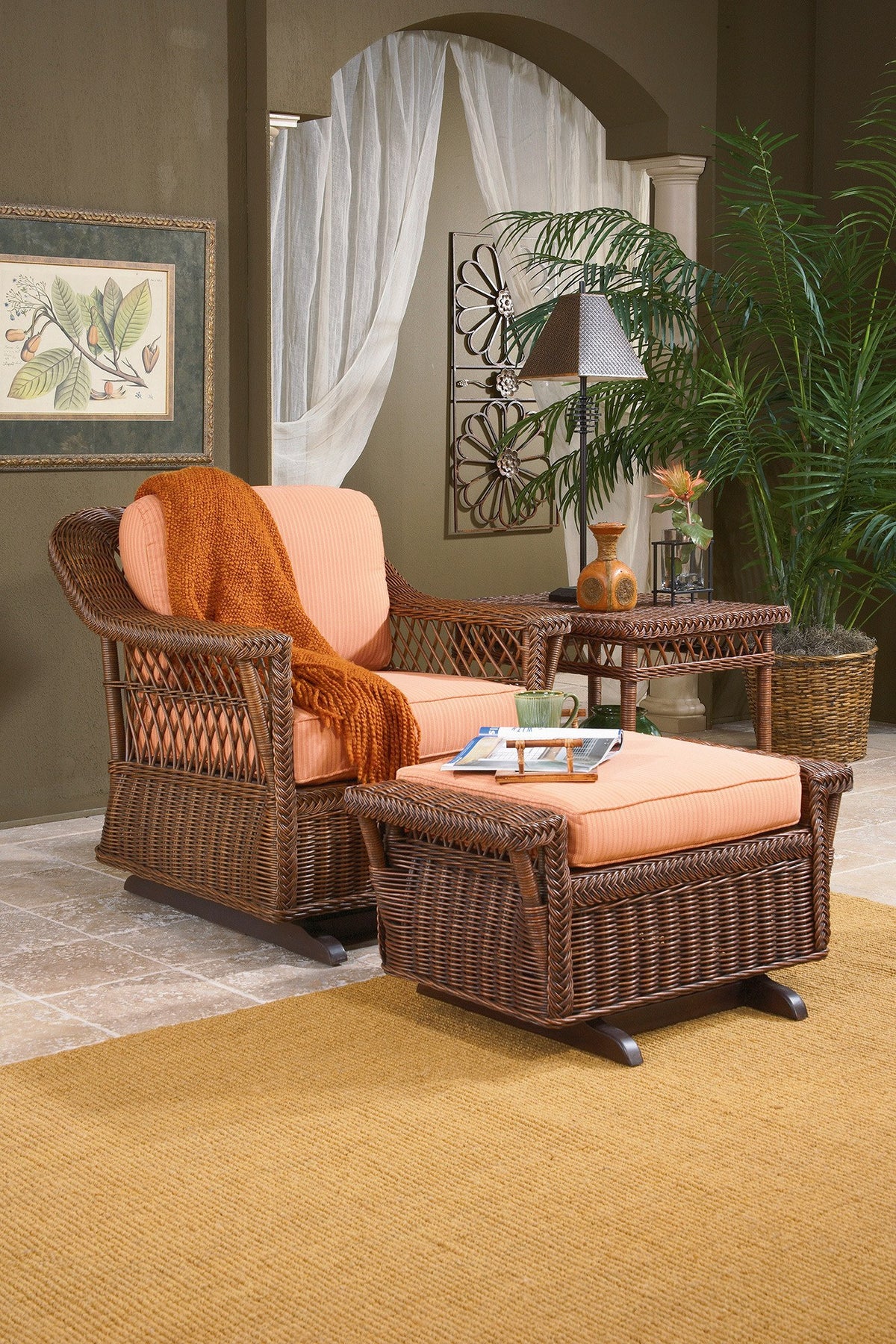 Designer Wicker &amp; Rattan By Tribor Designer Wicker by Tribor Bar Harbor Single Glider Chair - Rattan Imports