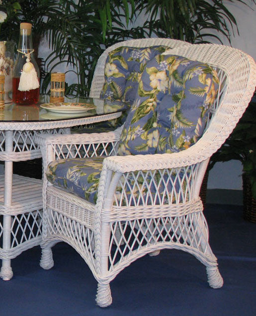 Spice Islands Spice Islands Bar Harbor Dining Arm Chair White Chair - Rattan Imports