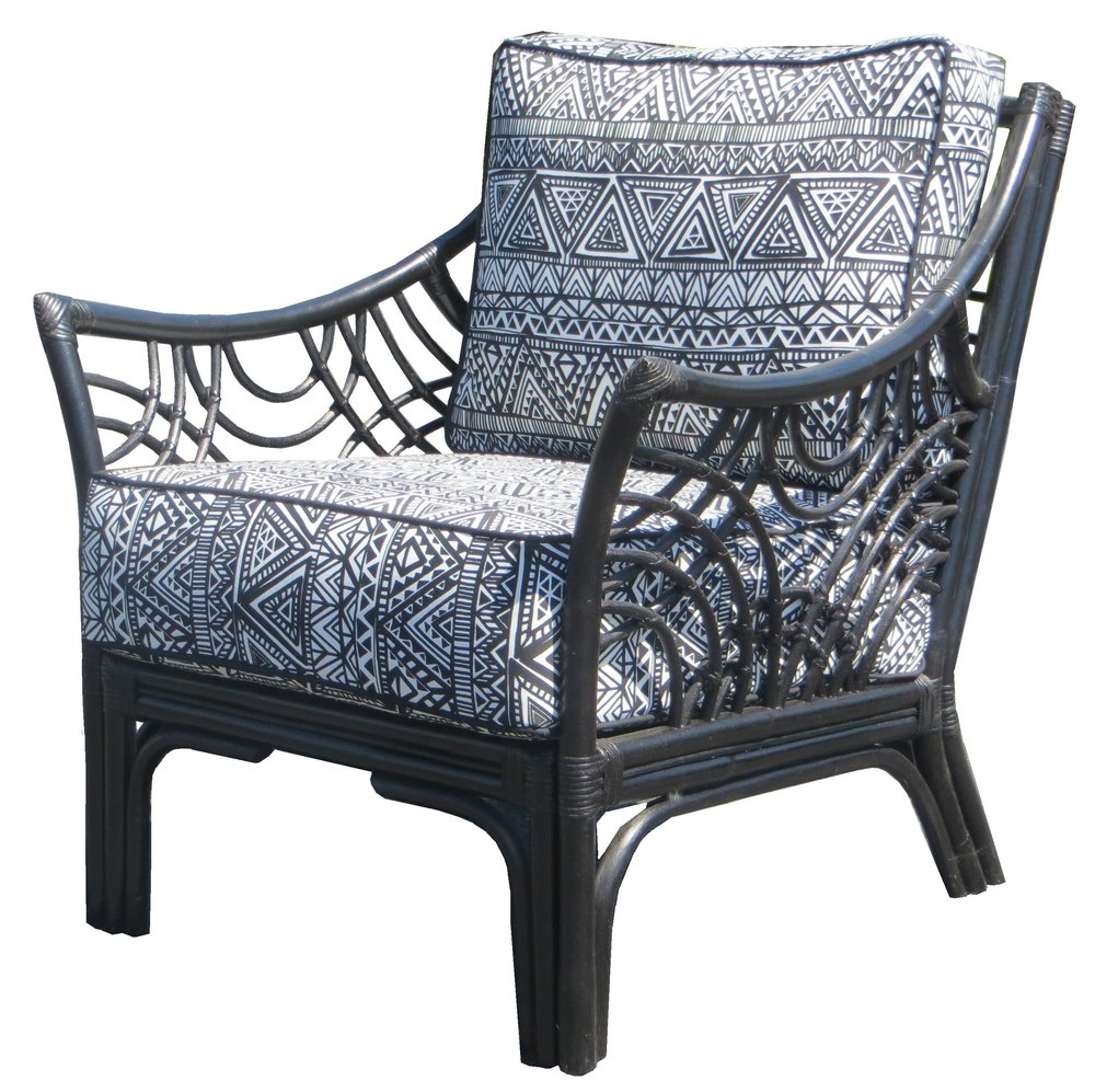 Spice Islands Bali Wicker Arm Chair Brownwah &amp; Black - Rattan Imports