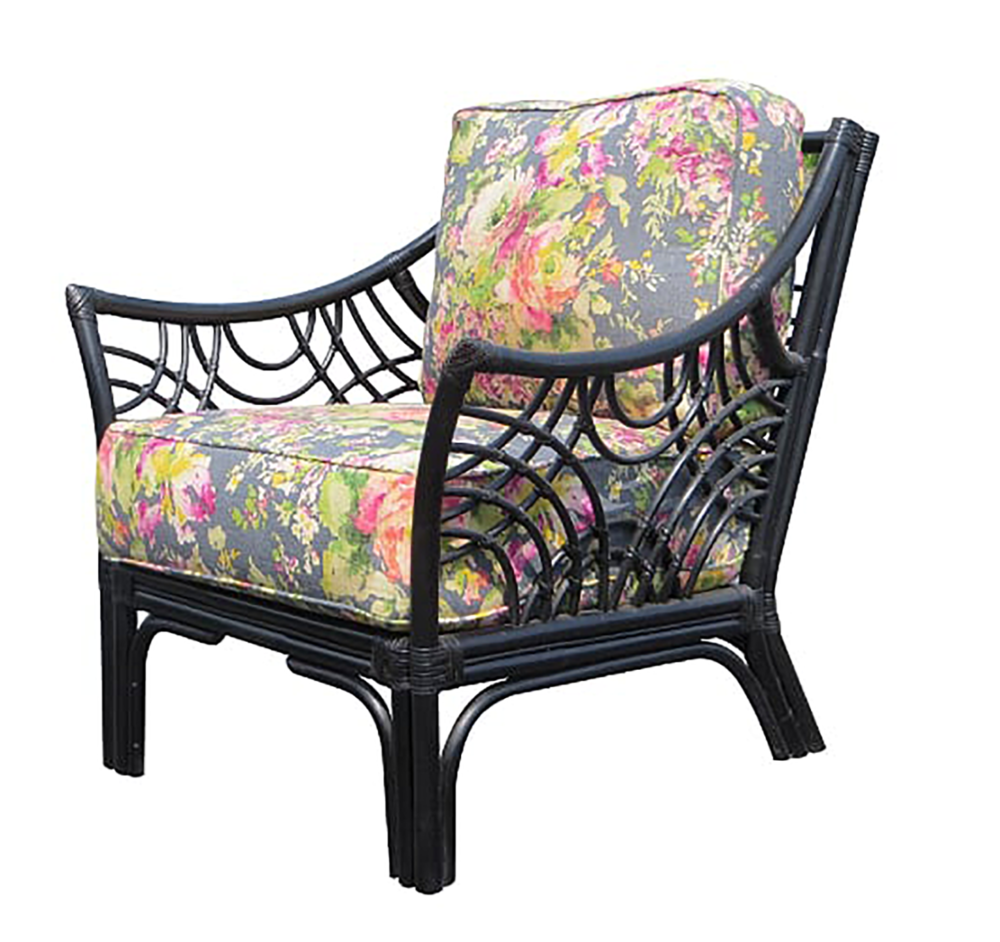 Spice Islands Bali Wicker Arm Chair Brownwah &amp; Black - Rattan Imports