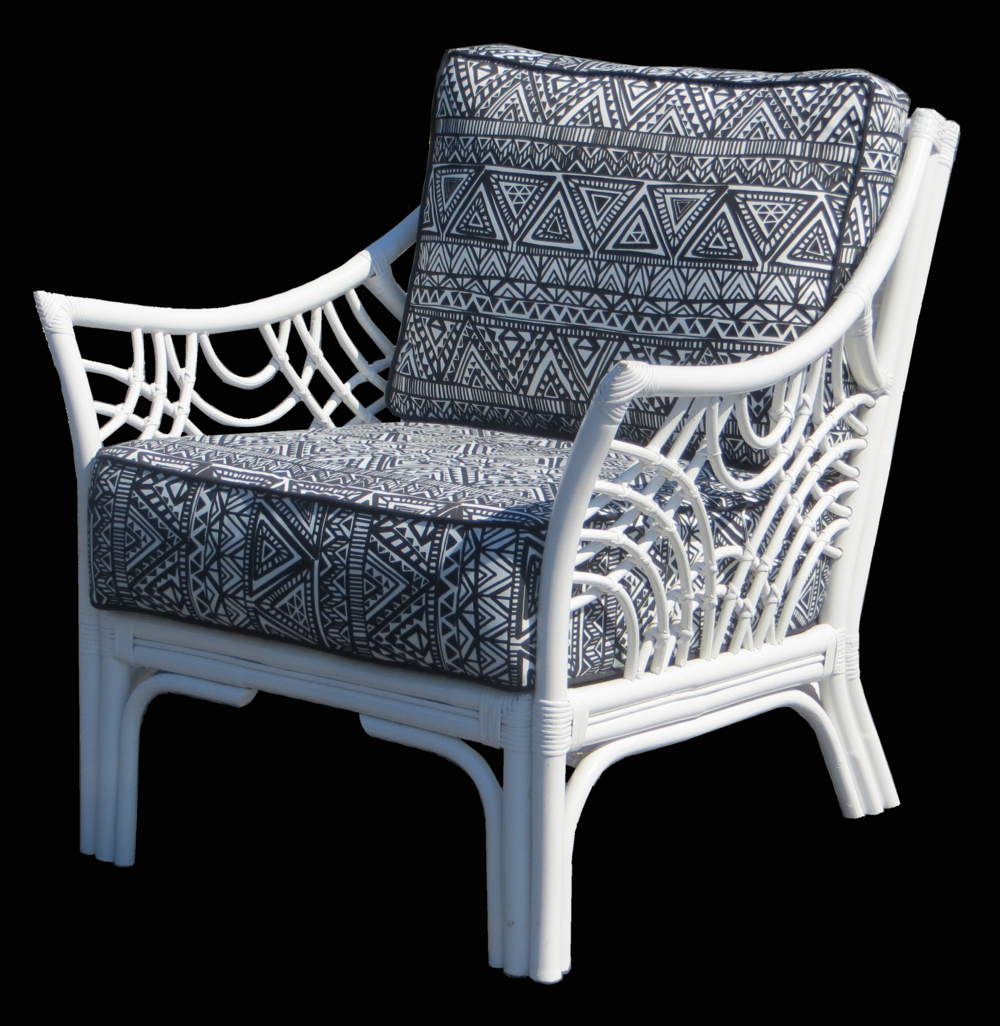 Spice Islands Bali Wicker Arm Chair Natural &amp; White - Rattan Imports