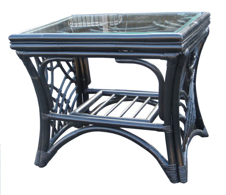 Spice Islands Bali Wicker End Table Brownwash &amp; Black - Rattan Imports