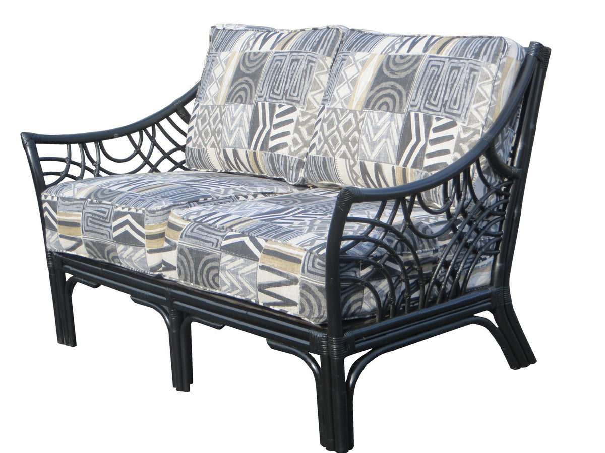 Spice Islands Bali Wicker Loveseat Brownwash &amp; Black - Rattan Imports