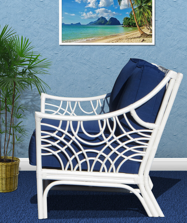 Spice Islands Bali Wicker Sofa Natural &amp; White - Rattan Imports