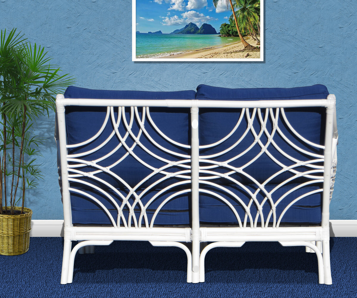 Spice Islands Bali Wicker Loveseat Natural &amp; White - Rattan Imports