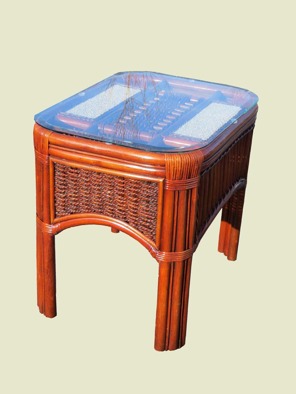 Spice Islands Spice Islands Seascape End Table Brownwash End Table - Rattan Imports