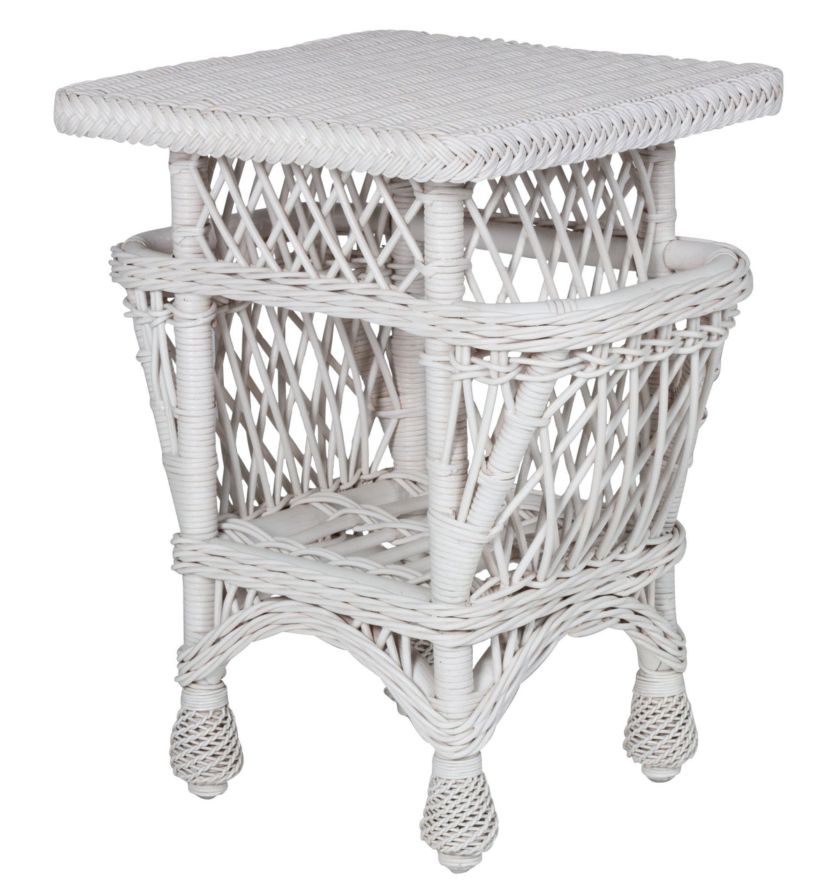 Designer Wicker &amp; Rattan By Tribor Harbor Front Accent Table With Pockets Accessory - Rattan Imports