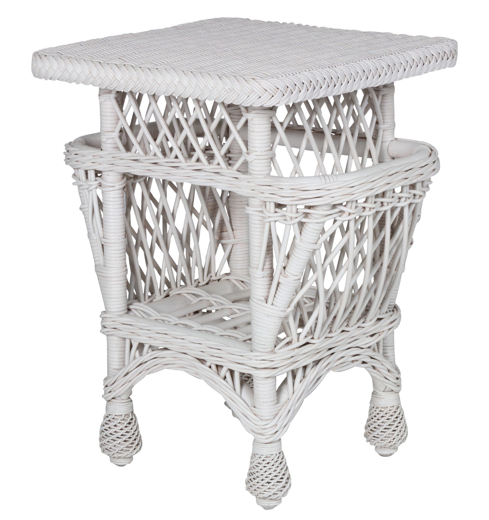 Designer Wicker & Rattan By Tribor Harbor Front Accent Table With Pockets Accessory - Rattan Imports