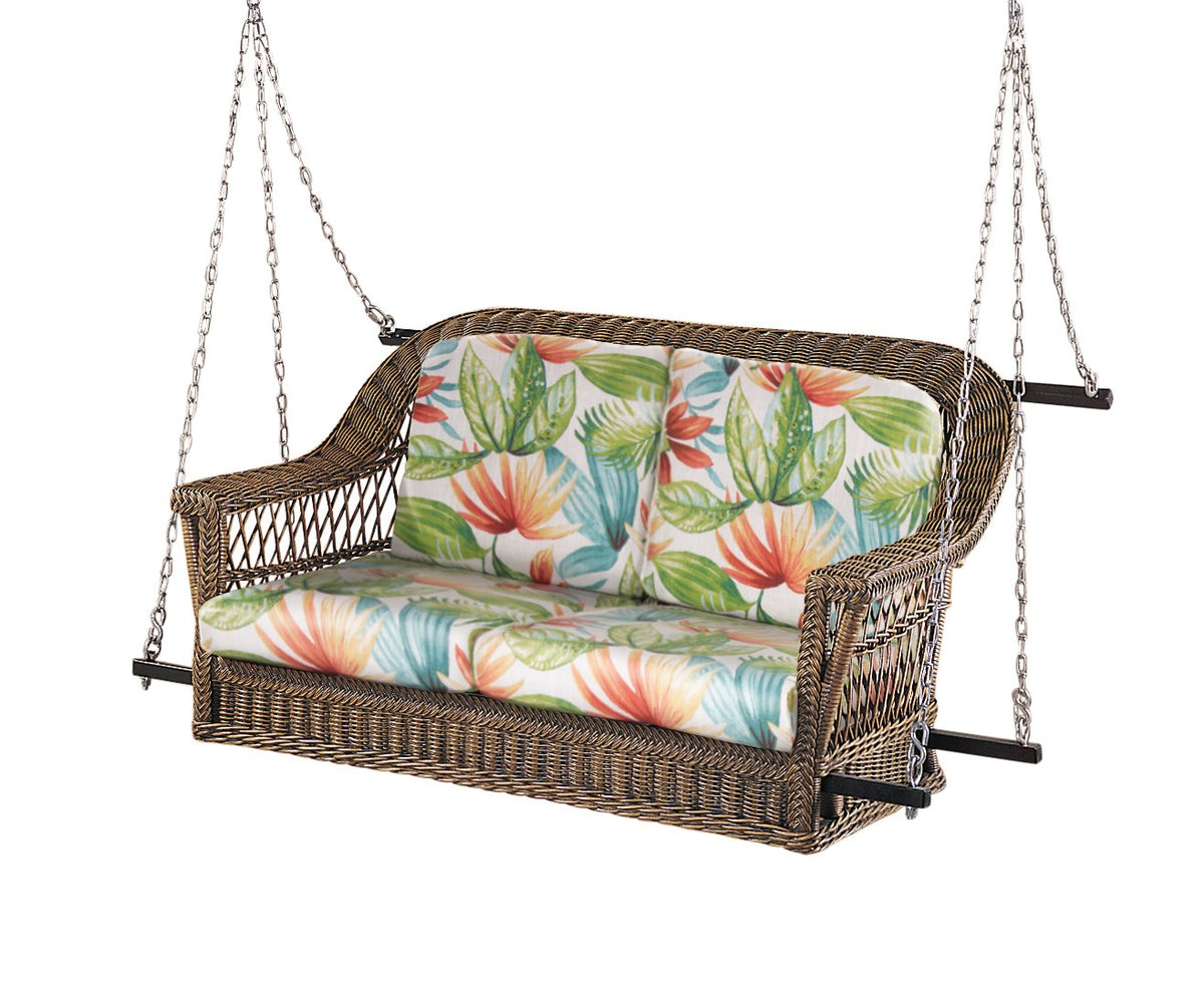 Designer Wicker &amp; Rattan By Tribor Harbor Front Wicker Porch Swing (2-seat) by Designer Wicker Porch Swing - Rattan Imports