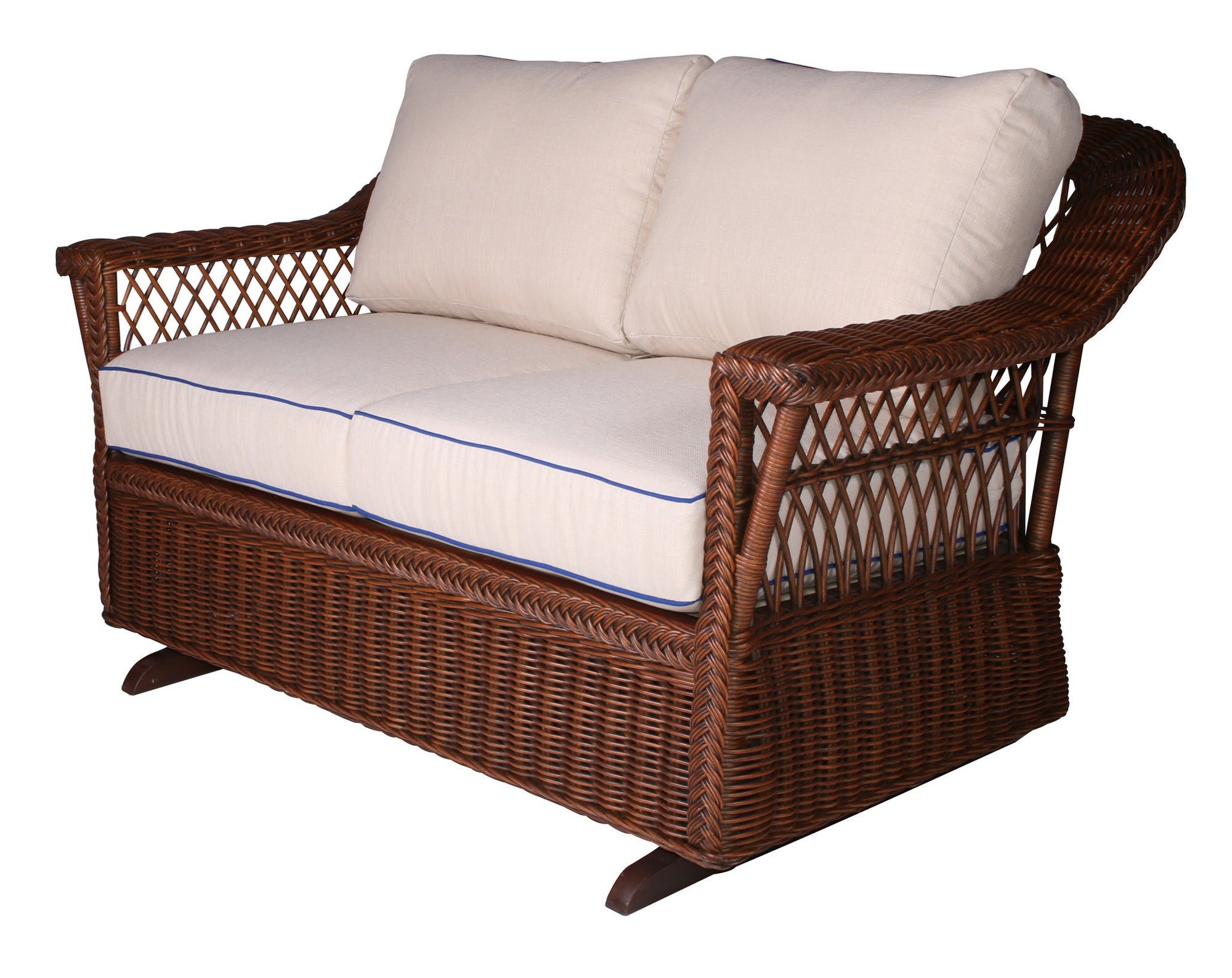 Designer Wicker & Rattan By Tribor Designer Wicker Bar Harbor Loveseat Glider Loveseat - Rattan Imports