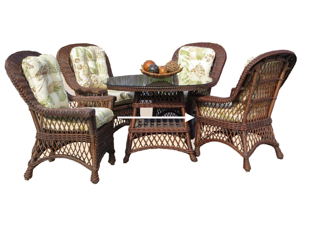 Spice Islands Spice Islands Bar Harbor 5 Piece Dining Set With 42&quot; Glass Brownwash By Spice Islands Wicker Dining Set - Rattan Imports
