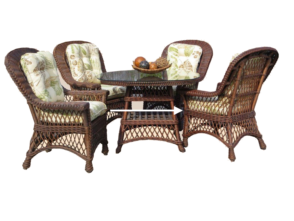 Spice Islands Spice Islands Bar Harbor 5 Piece Dining Set With 42" Glass Brownwash By Spice Islands Wicker Dining Set - Rattan Imports