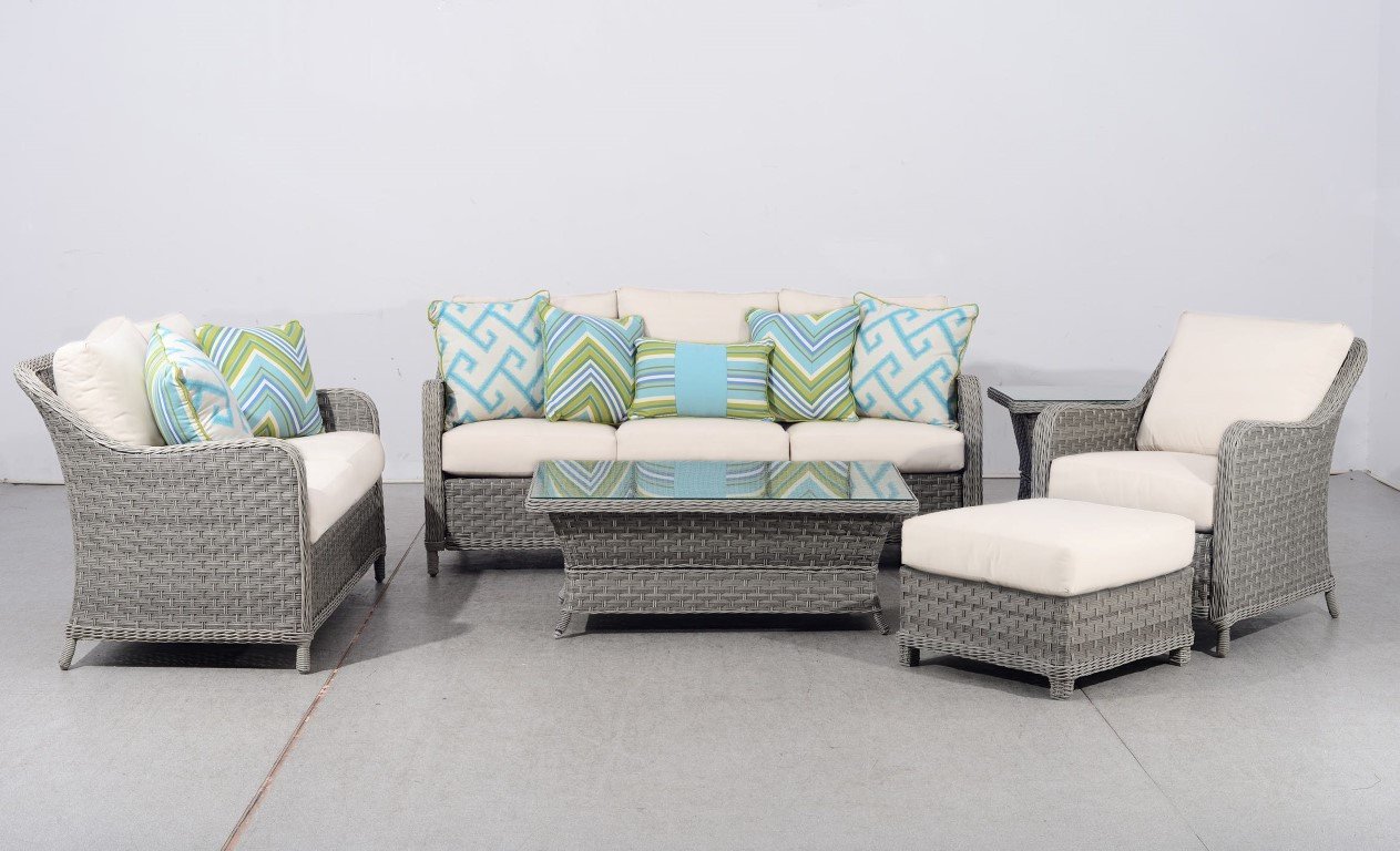 South Sea Rattan South Sea Rattan Mayfair 6-Piece Conversation Set with Glass-Top Tables Seating Set - Rattan Imports