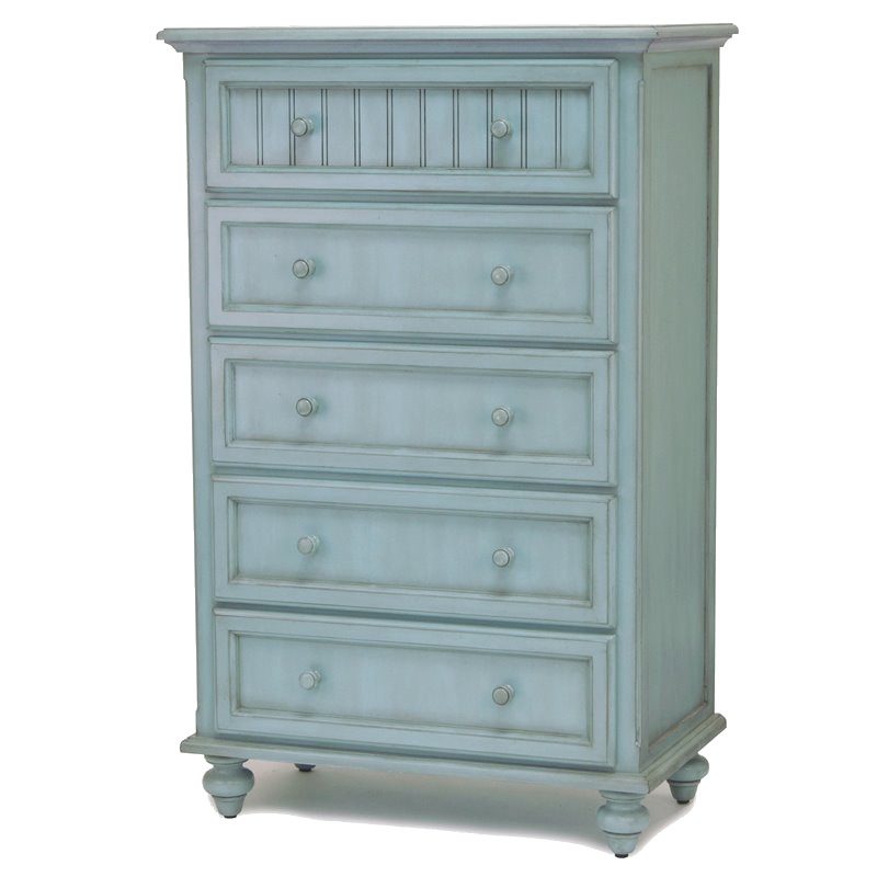 Sea Winds Trading Sea Winds Trading Monaco 5 Drawer Chest by Sea Winds Trading B81835-BLEU Dresser - Rattan Imports