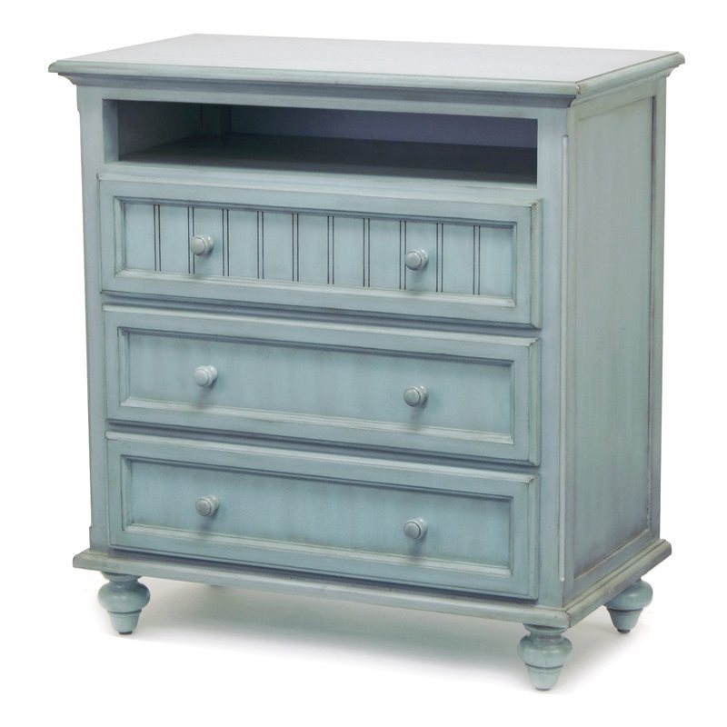 Sea Winds Trading Sea Winds Trading Monaco 3 Drawer Media Chest by Sea Winds Trading B81833-BLEU Dresser - Rattan Imports