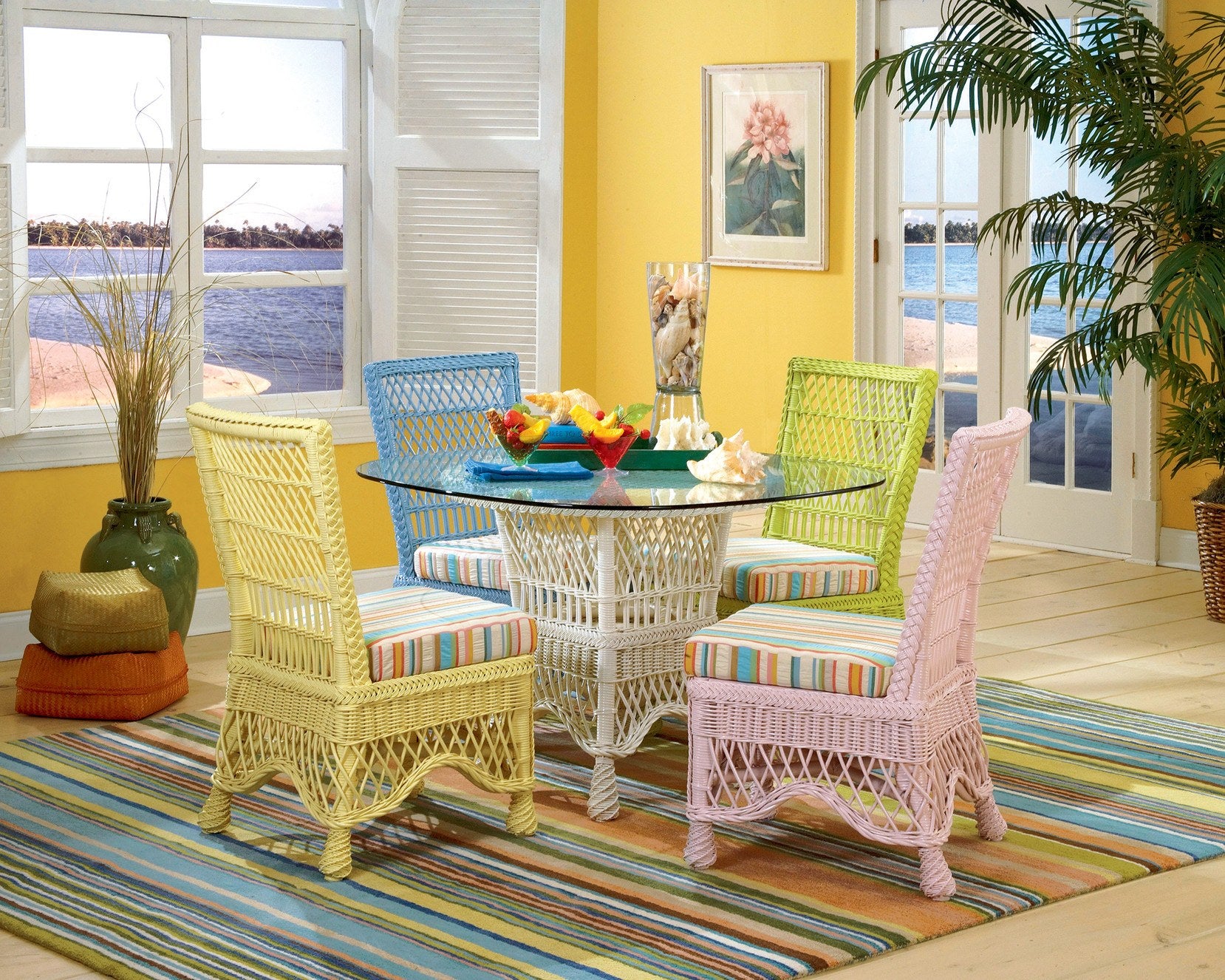 Wicker glass top hotsell table and chairs