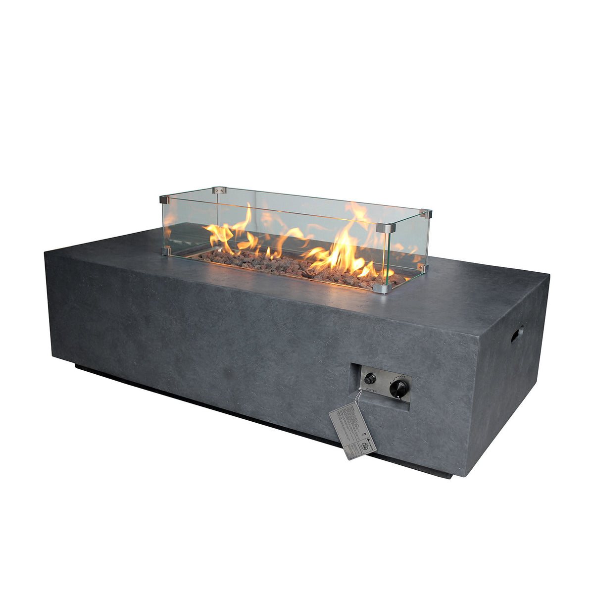 Source Furniture Elements Concrete Fire Pit (Rectangular) – Dark Gray