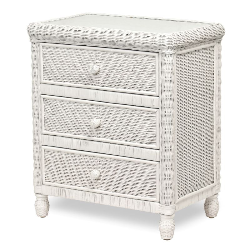 Sea Winds Trading Santa Cruz 3 Drawer Chest w/ Glass Top B57933-WHITE