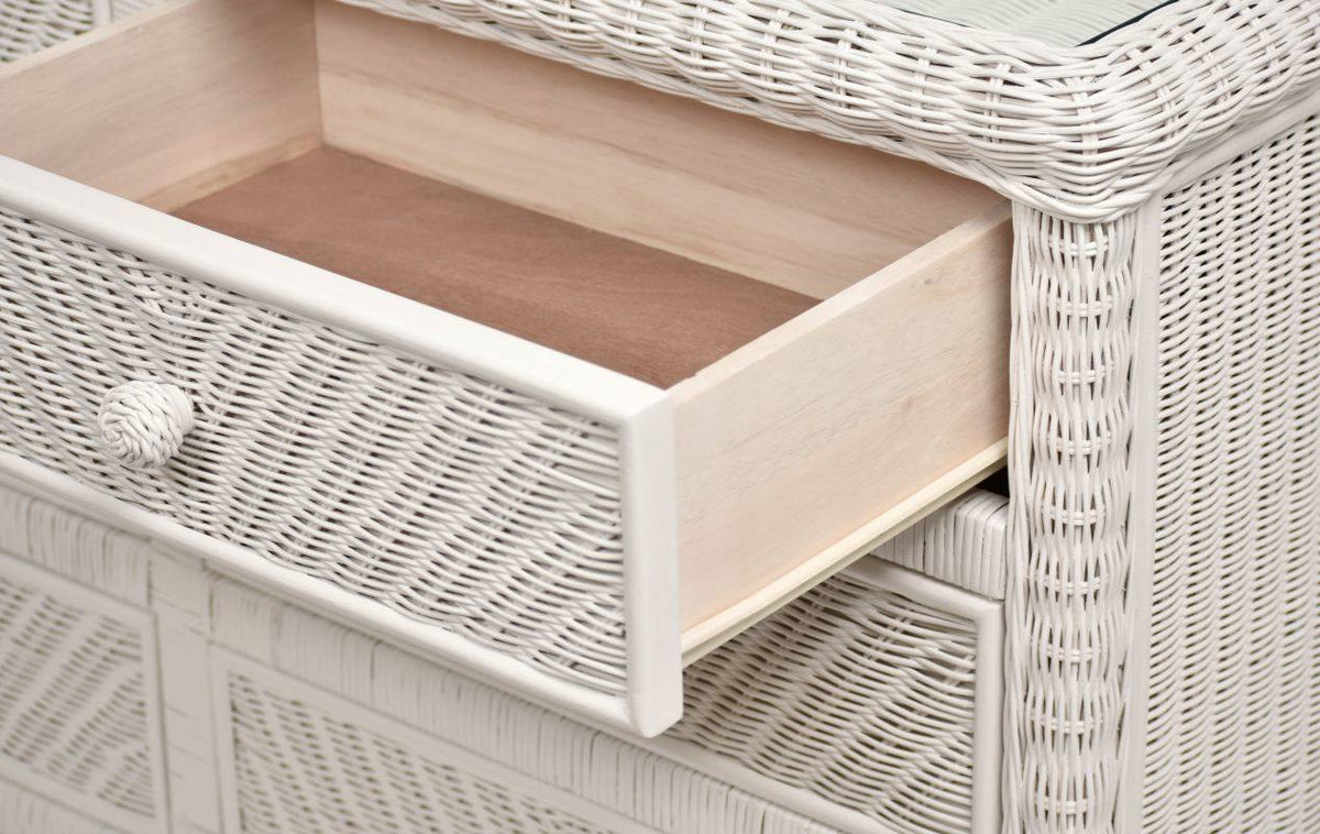 Sea Winds Trading Santa Cruz 3 Drawer Chest w/ Glass Top B57933-WHITE