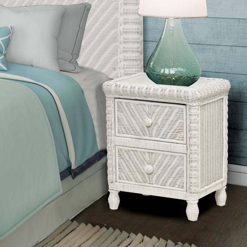 Sea Winds Trading Santa Cruz 2 Drawer Nightstand w/ Glass Top White Finish B57932