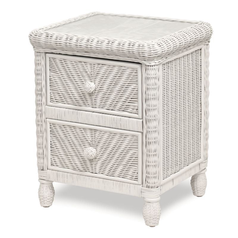 Sea Winds Trading Santa Cruz 2 Drawer Nightstand w/ Glass Top White Finish B57932