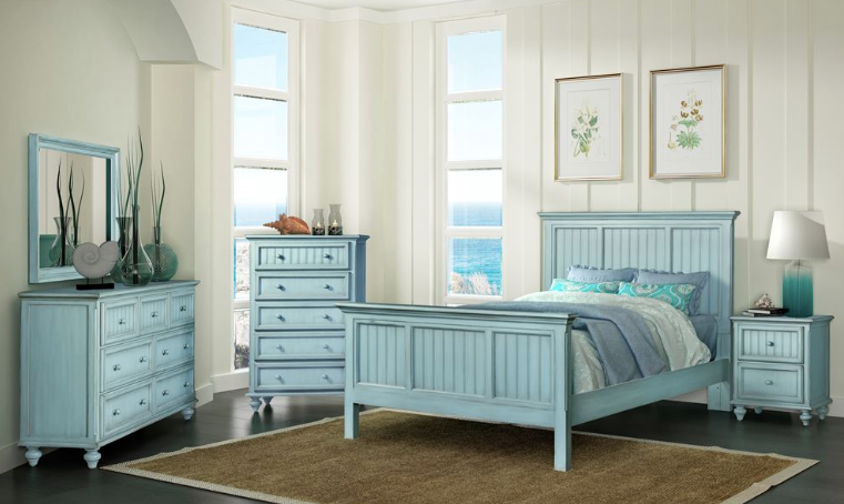 Sea Winds Trading Sea Winds Trading Monaco King Bed by Sea Winds Trading B818KBED-BLEU Bed - Rattan Imports