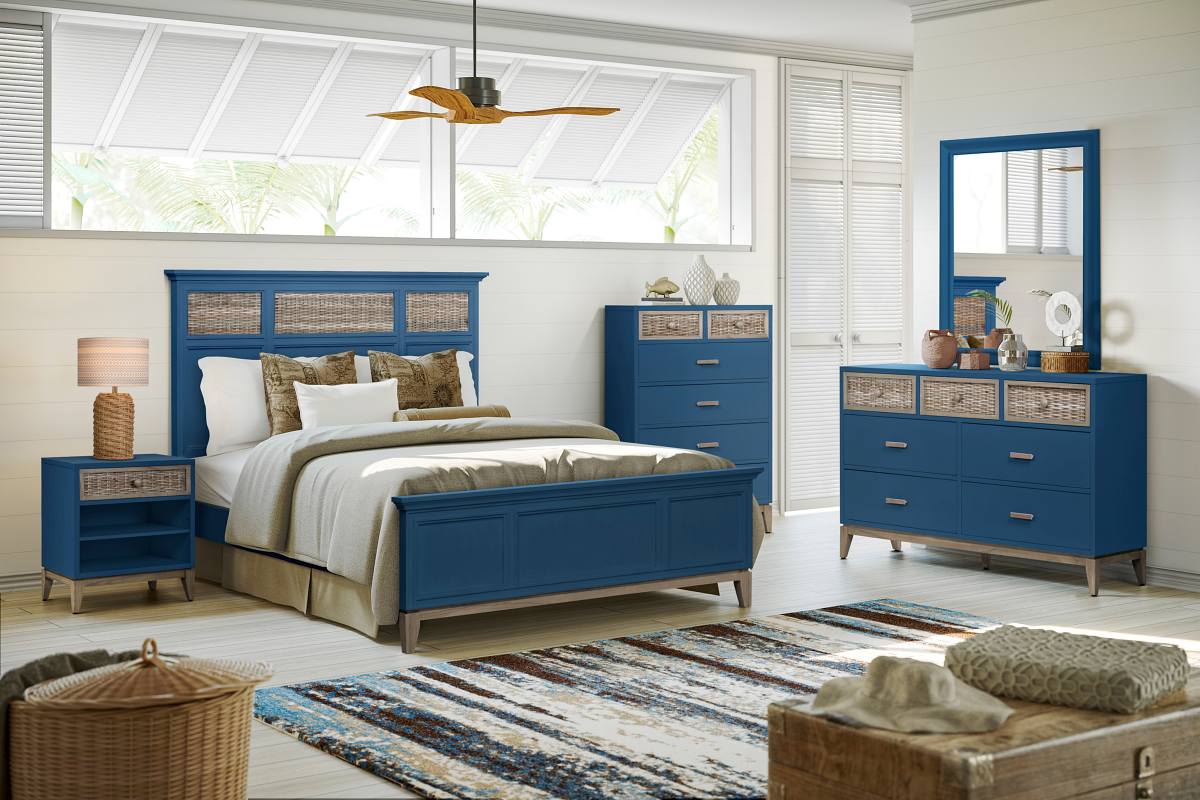 Sea Winds Trading Kauai Blue Queen Bed Set B53750-BLUECRK-SET