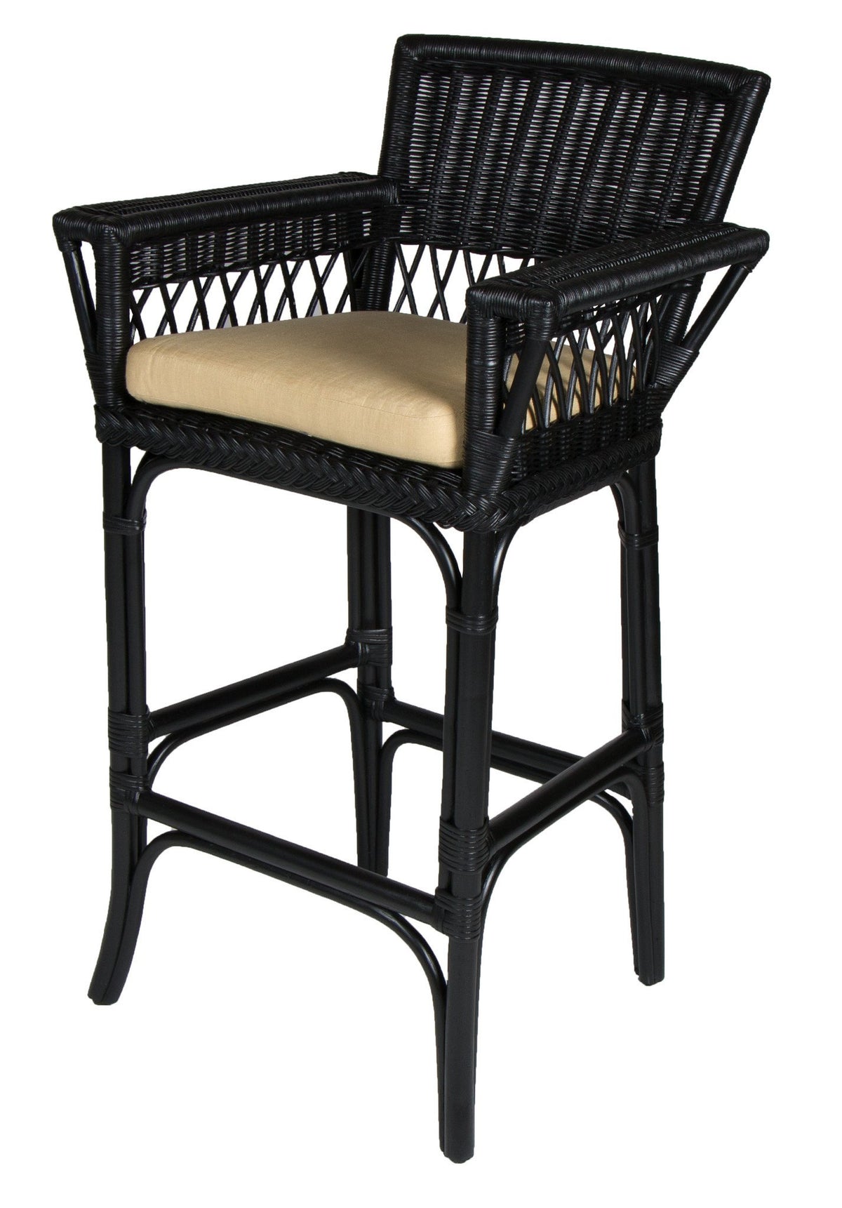 Designer Wicker &amp; Rattan By Tribor Windsor Barstool With Arm by Design Wicker from Tribor Bar Stool - Rattan Imports