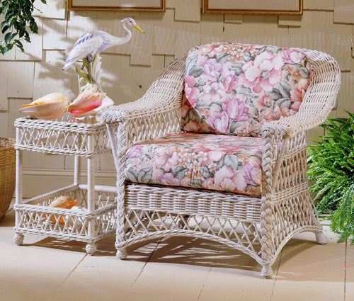 Spice Islands Bar Harbor Arm Chair In Whitewash - Rattan Imports