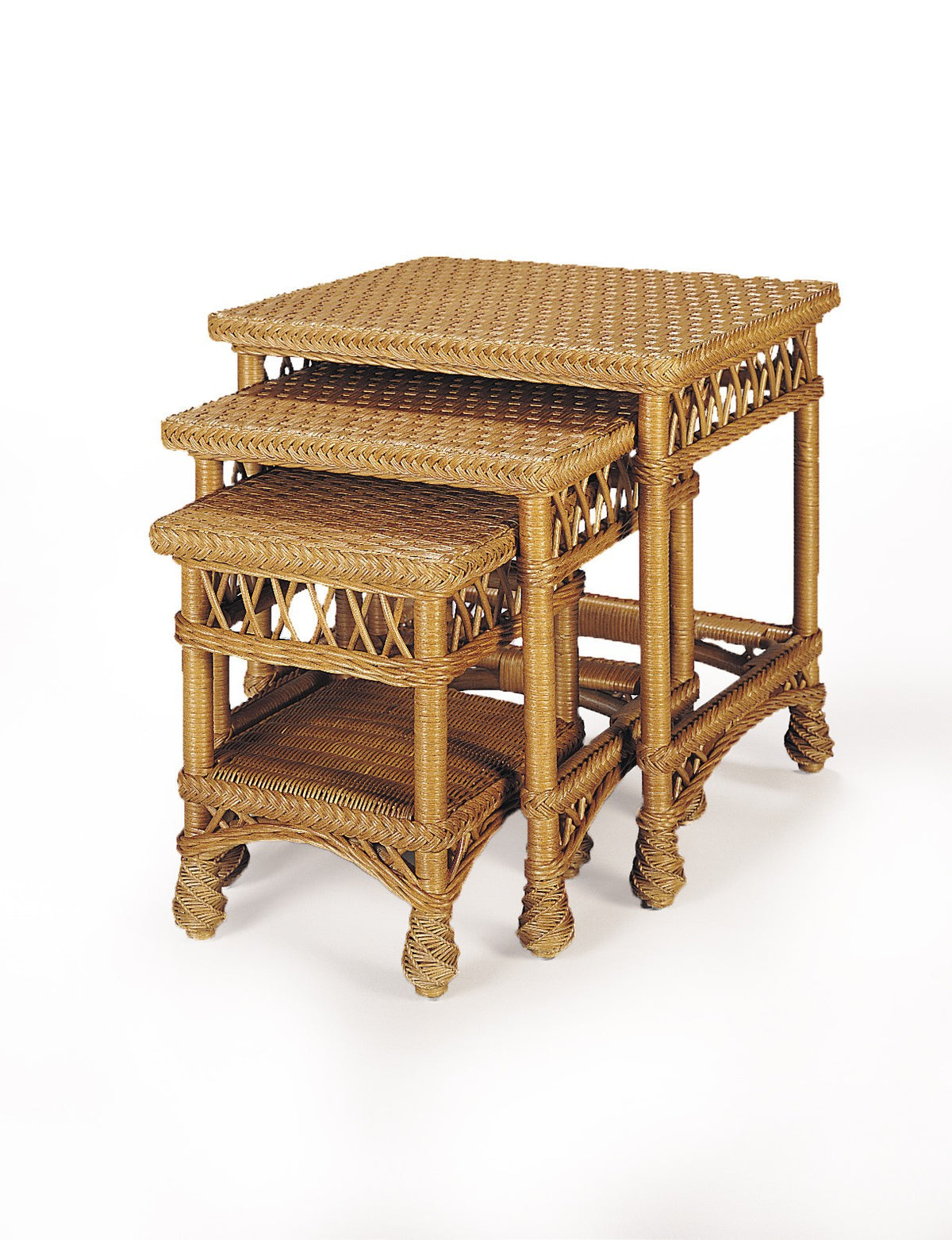 Designer Wicker &amp; Rattan By Tribor Bar Harbor Nesting Tables / 3 Accessory - Rattan Imports