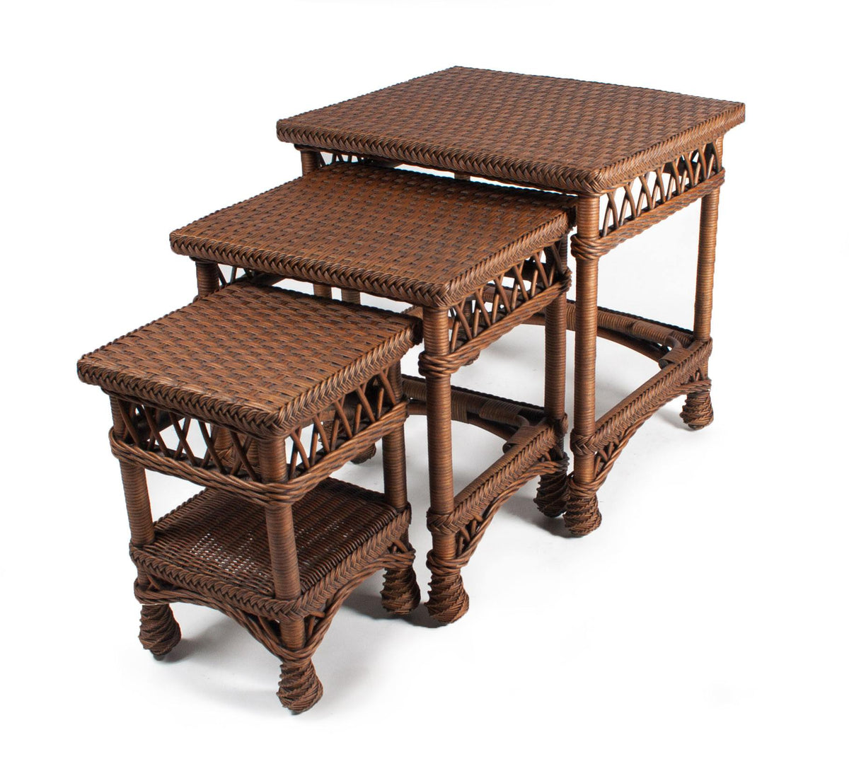 Designer Wicker &amp; Rattan By Tribor Bar Harbor Nesting Tables / 3 Accessory - Rattan Imports