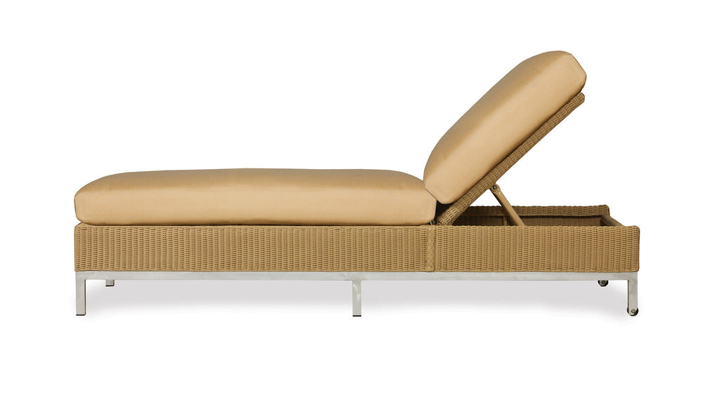 Lloyd Flanders Lloyd Flanders Elements Chaise With Stainless Steel Arms &amp; Back Chaise - Rattan Imports
