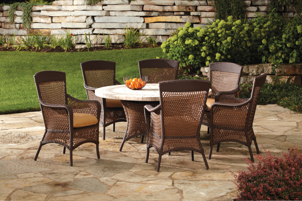 Lloyd Flanders Grand Traverse 48&quot; Round Umbrella Dining Table